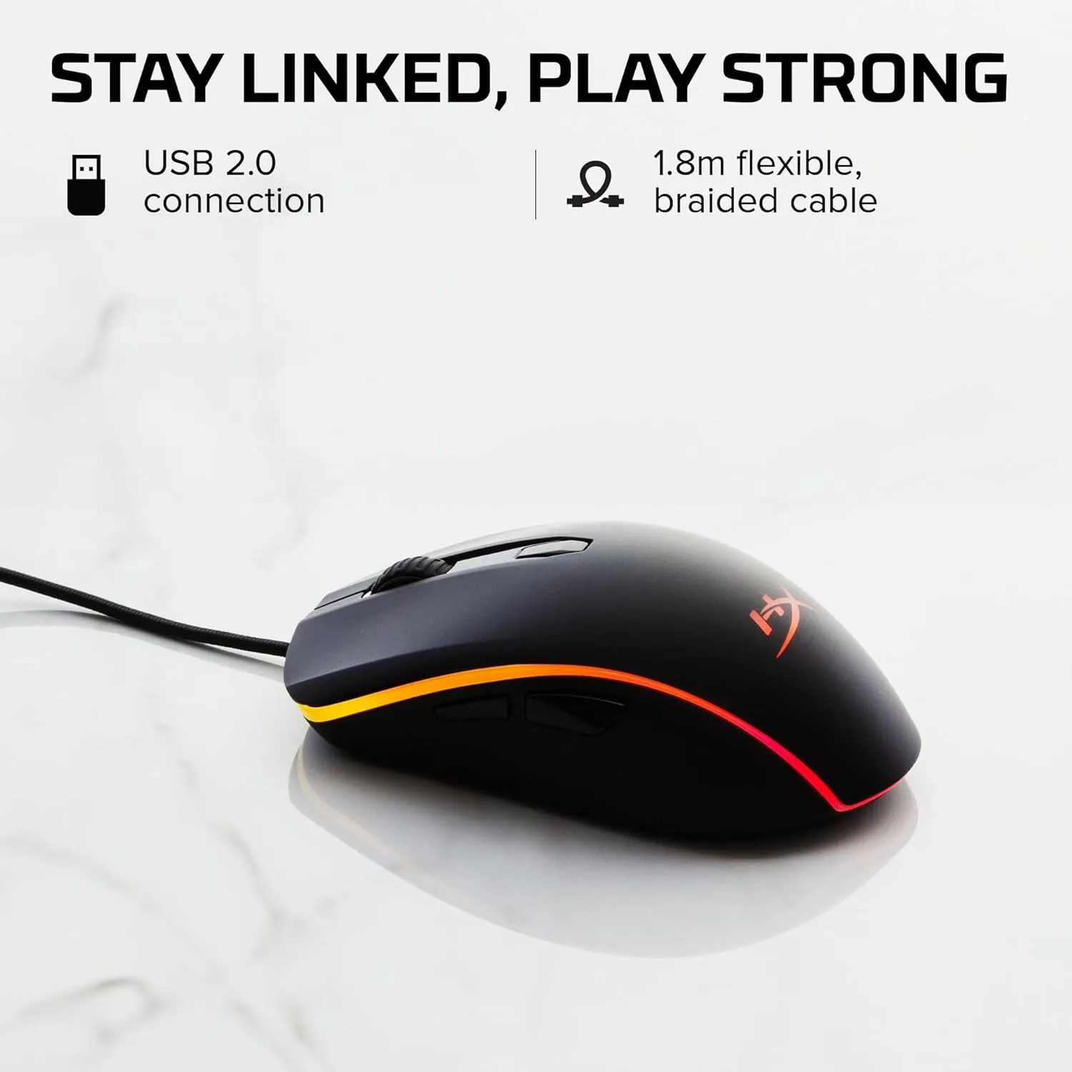 HyperX Pulsefire Surge - RGB Wired Optical Gaming Mouse, Pixart 3389 Sensor up to 16000 DPI, Ergonomic, 6 Programmable Buttons, Compatible with Windows 10/8.1/8/7 - Black