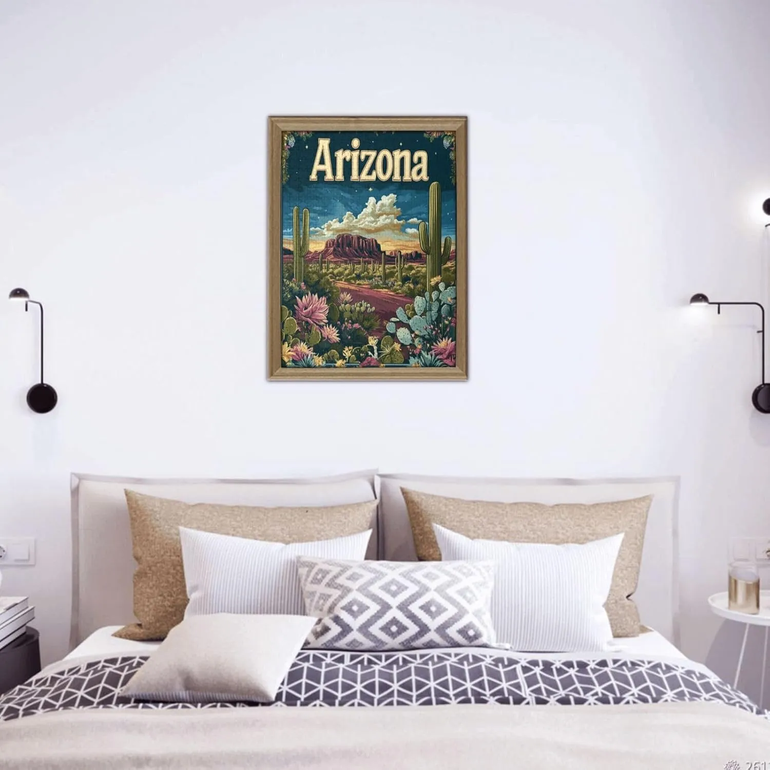 Iconic Arizona Desert Landscape with Towering Saguaro Cacti,500 Piece Wooden Puzzle for Adults,Brain Training Challenge,Stress Relief Activity,Southwestern Wilderness Artwork