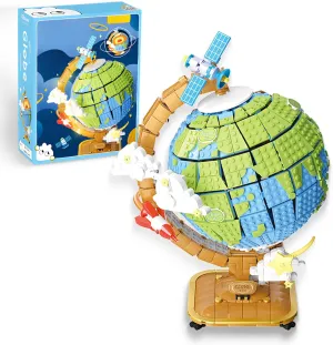 Ideas The Globe Building Set for Adults, Collectible World Globe Model, Gift Idea for Collectors Kids, 360° Rotating Sphere Block with Lights