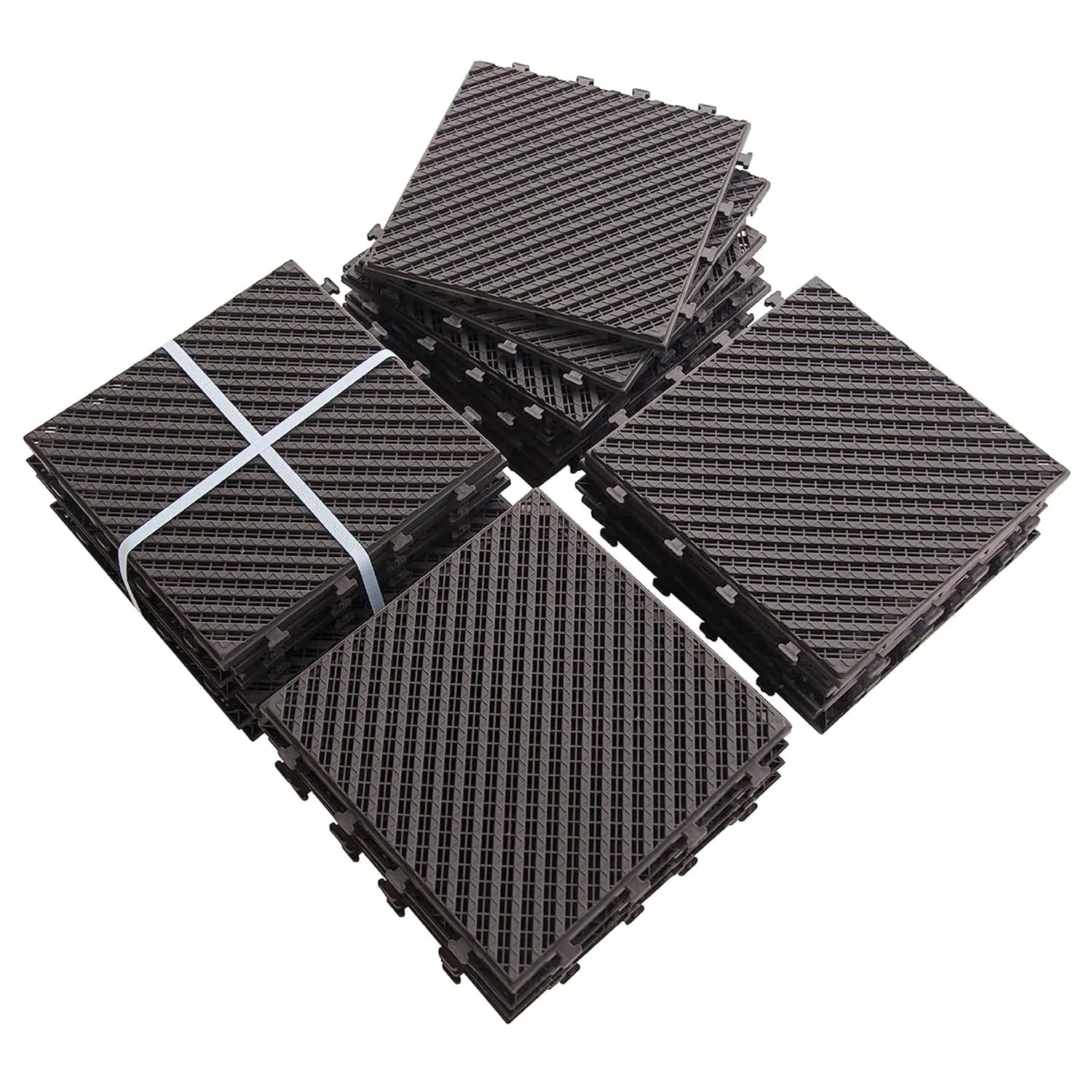 Interlocking Deck Tiles Outdoor Patio Flooring Over Concrete All Weather Waterproof Composite Decking Boards for Walkway Backyard Poolside Garden Pathway Apartment Balcony Dark Brown, Pack of 27