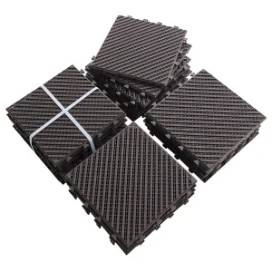 Interlocking Deck Tiles Outdoor Patio Flooring Over Concrete All Weather Waterproof Composite Decking Boards for Walkway Backyard Poolside Garden Pathway Apartment Balcony Dark Brown, Pack of 27
