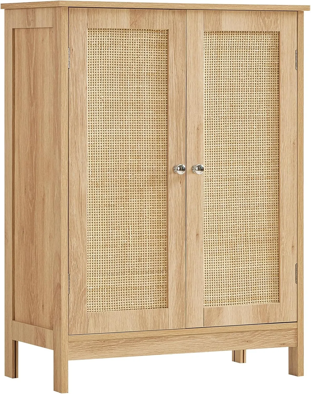 Iwell Storage Cabinet, Rattan Cabinet with Adjustable Shelf, for Living Room, Entryway, Kitchen, Home Office, Nature