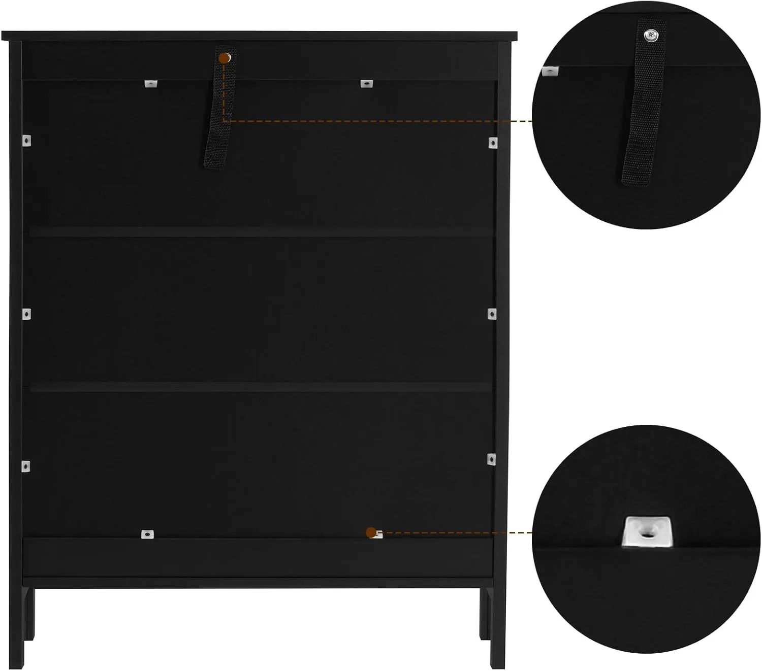 Iwell Storage Cabinet with Rattan Doors, Bathroom Storage Cabinet with Adjustable Shelf, Floor Cabinet for Living Room, Entryway, Kitchen, Home Office, Black
