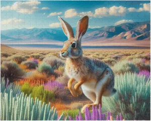 Jackrabbit Near Desert Sagebrush in Nevada - 520 Piece Premium Puzzle - Made in USA