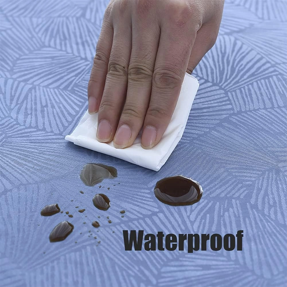 Jacquard Waterproof Tablecloth Elastic Edged Tablecloth Wipeable Table Cloth Table Cover for Indoor Outdoor, Patio, Kitchen and Dining Room 58" Inch Round Tight Fit Grey