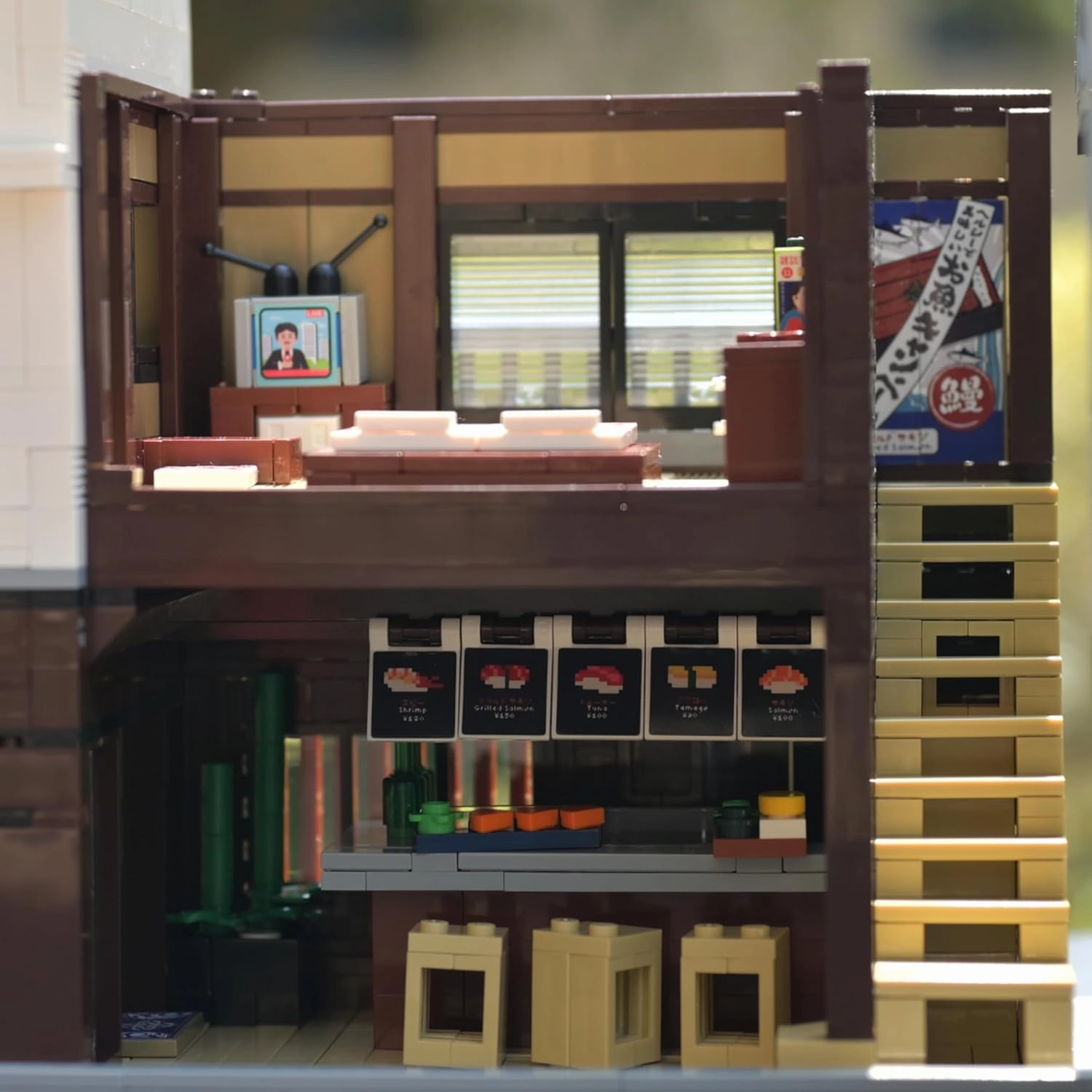 Japanese Sushi House Building Set,MOC Japan Street City View, Creative Architecture Construction Building House Kit for Adults(1665PCS)