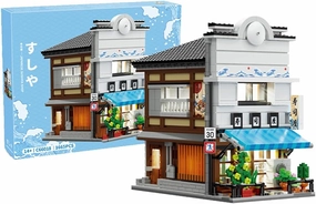Japanese Sushi House Building Set,MOC Japan Street City View, Creative Architecture Construction Building House Kit for Adults(1665PCS)