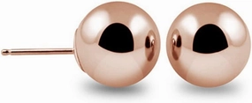 JewelMore 14k Gold Ball Stud Earrings Silicon & Gold pushback (5 Millimeters) Yellow Gold/Rose Gold & White Gold