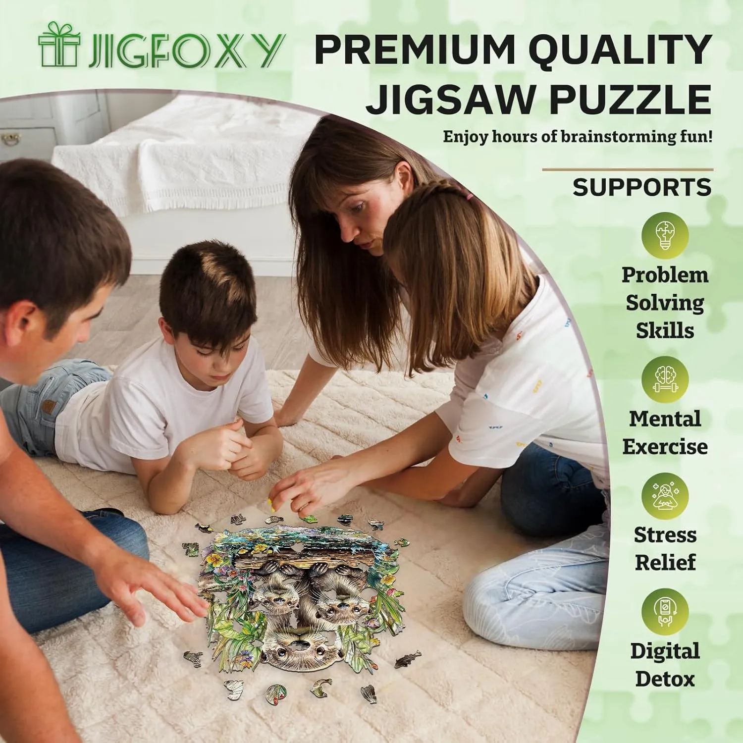 Jigfoxy Wooden Puzzles for Adults, Otter Wood Puzzles Adult, Unique Animal Shape Wooden Jigsaw Puzzles for Adults, Birthday Gifts for Puzzle Lovers, Family (M-11.4 * 10.9in-200pcs)