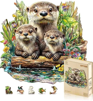 Jigfoxy Wooden Puzzles for Adults, Otter Wood Puzzles Adult, Unique Animal Shape Wooden Jigsaw Puzzles for Adults, Birthday Gifts for Puzzle Lovers, Family (M-11.4 * 10.9in-200pcs)