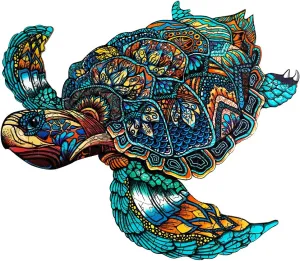 Jigfoxy Wooden Puzzles for Adults, Sea Turtle Wooden Jigsaw Puzzles,Unique Animal Shape Puzzles, Christmas Thanksgiving Gifts for Family Turtle Lover(XL-22.8 * 19.3in-631pcs)
