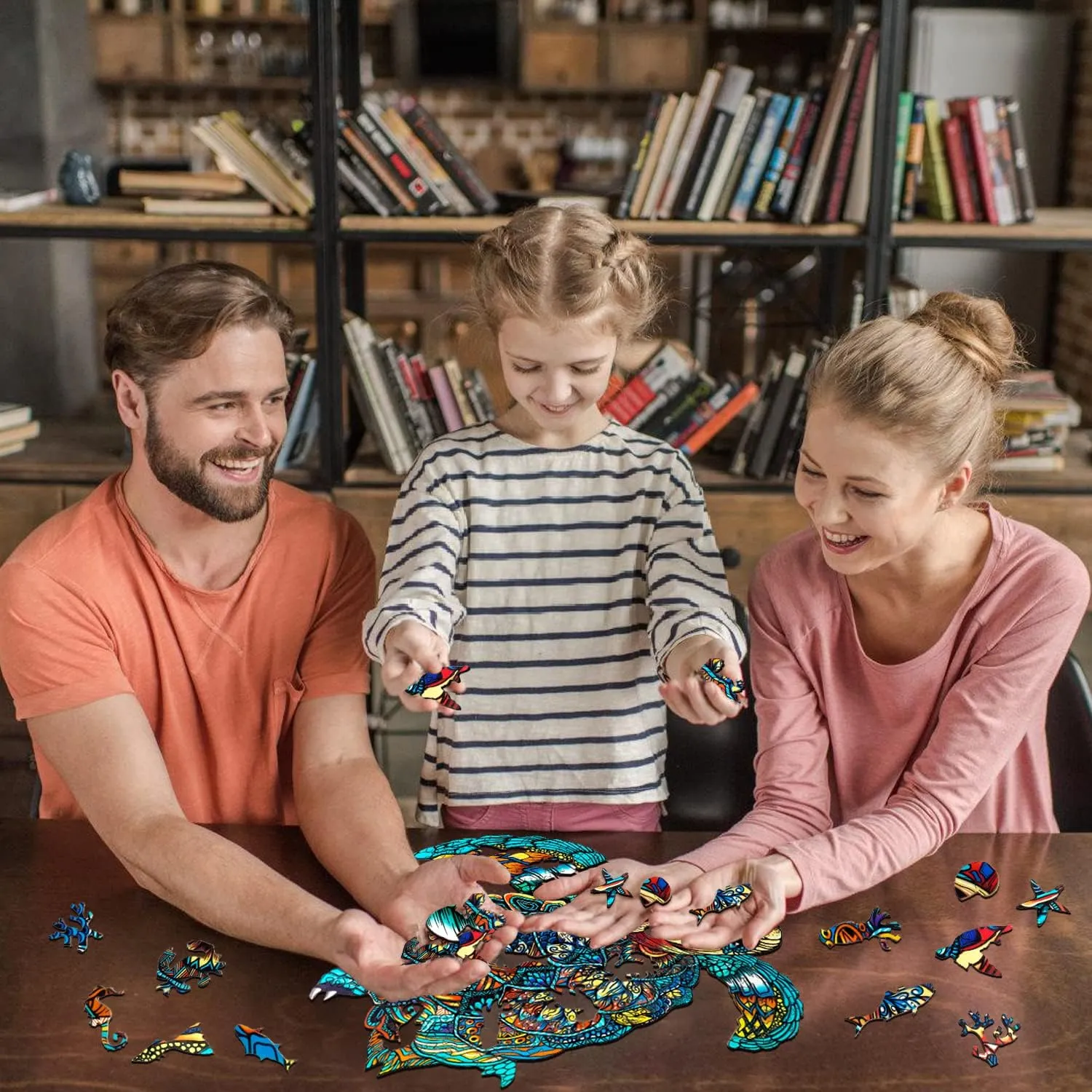 Jigfoxy Wooden Puzzles for Adults, Sea Turtle Wooden Jigsaw Puzzles,Unique Animal Shape Puzzles, Christmas Thanksgiving Gifts for Family Turtle Lover(XL-22.8 * 19.3in-631pcs)