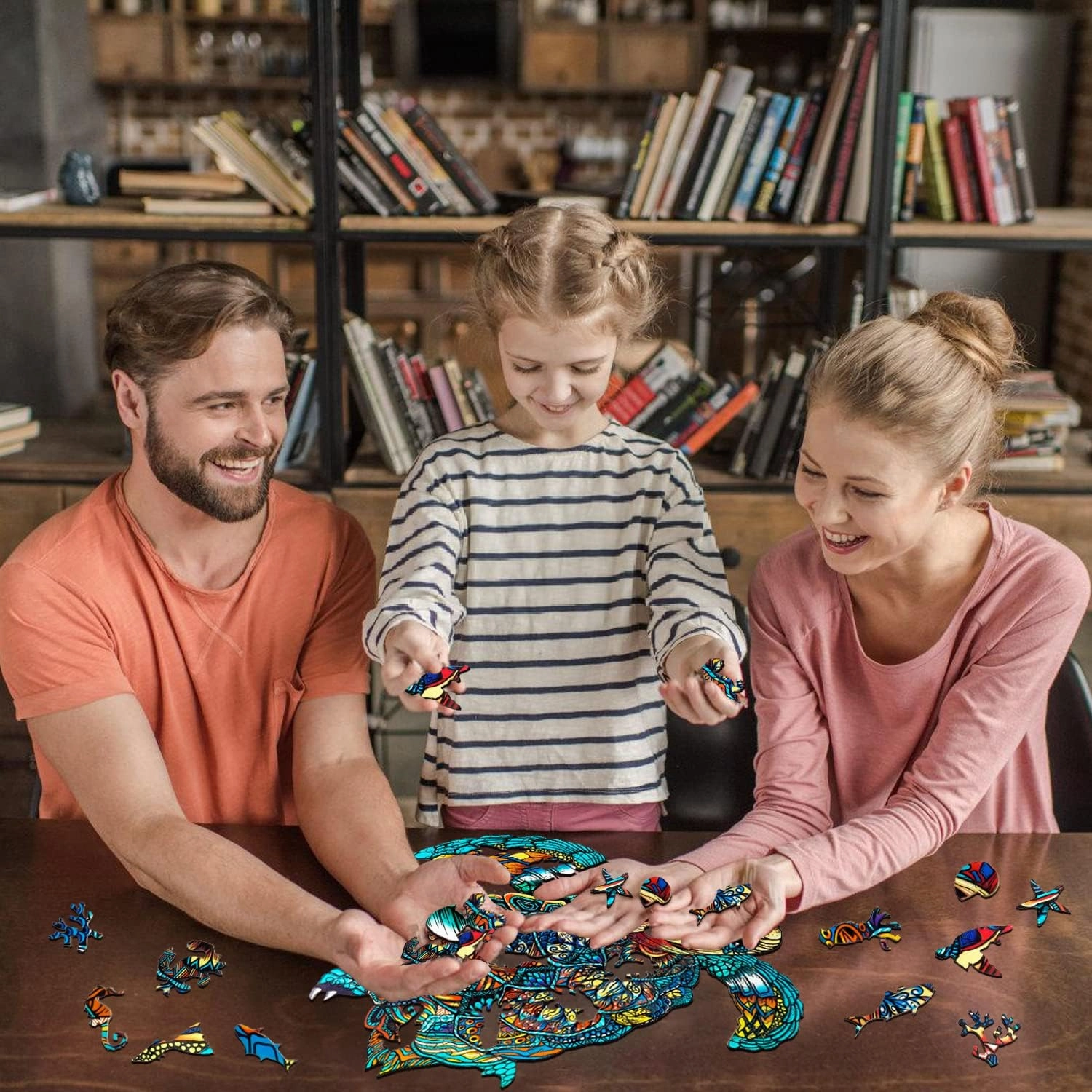 Jigfoxy Wooden Puzzles for Adults, Sea Turtle Wooden Jigsaw Puzzles for Adults Kids, Unique Animal Shape Wood Cut Puzzles, Christmas Thanksgiving Gifts for Family Turtle Lover (S-9.1 * 7.7in-100pcs)