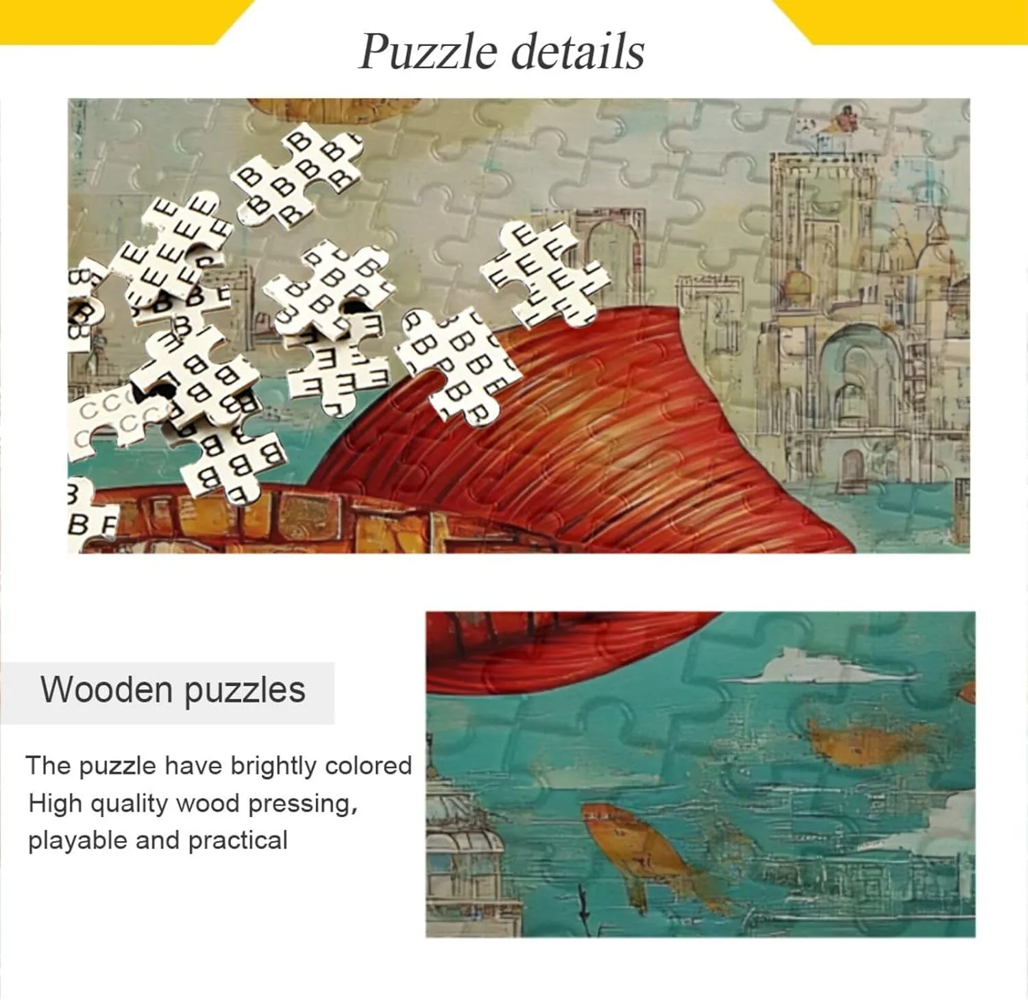 Jigsaw Puzzle for Adults 1000 Pieces, Art Woman Fish Abstract Challenging Puzzle for Party Entertainment, Family Games