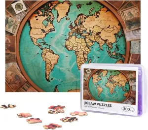 Jigsaw Puzzle Personalized 300 Pieces Puzzles with Storage Bag Travel world1 Photos Puzzles Wooden Home Decor Wall Art Custom Picture Puzzle Gift for Wedding Birthday Couple Lovers 10.2"x15"