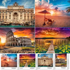 Jigsaw Puzzles 4 Pack 1000 Pieces - WISHDIAM Puzzles for Adults - Zion & Yellowstone & Grand Canyon National Park Nature Landscape Challenging Puzzles for Home Decor Birthday Gifts Toy for Men Women