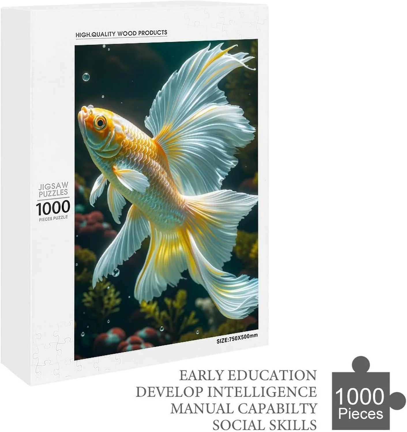 Jigsaw Puzzles for Adults 1000 Piece - Beautiful Gold Fish Themed Wooden Puzzles，Challenge Puzzles，Educational Games，Family Puzzles，Unique Gifts for Wall Art，Funny Puzzles