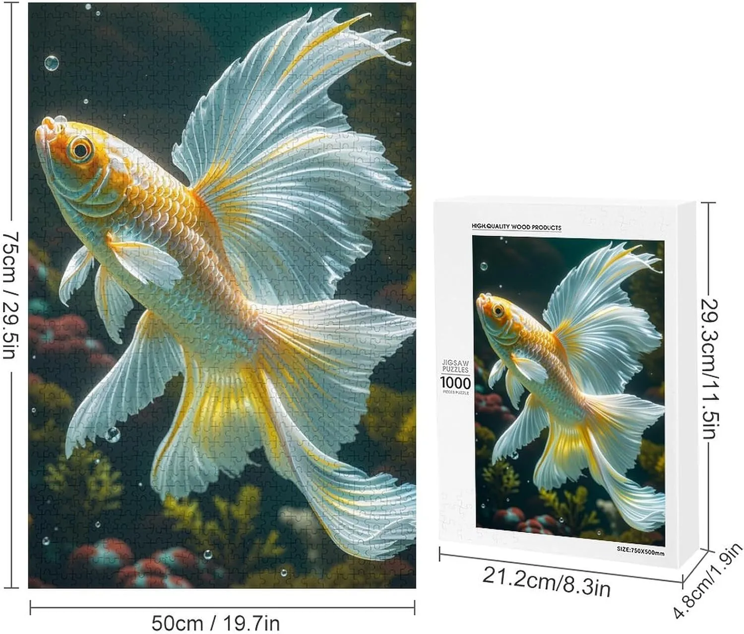 Jigsaw Puzzles for Adults 1000 Piece - Beautiful Gold Fish Themed Wooden Puzzles，Challenge Puzzles，Educational Games，Family Puzzles，Unique Gifts for Wall Art，Funny Puzzles