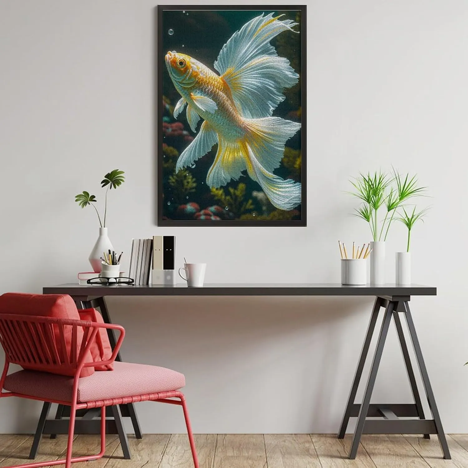 Jigsaw Puzzles for Adults 1000 Piece - Beautiful Gold Fish Themed Wooden Puzzles，Challenge Puzzles，Educational Games，Family Puzzles，Unique Gifts for Wall Art，Funny Puzzles
