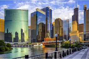 Jigsaw Puzzle 1000 Piece Chicago City Illinois Buildings Classic Puzzle DIY Kit Wooden Toy Unique Gift Home Decor