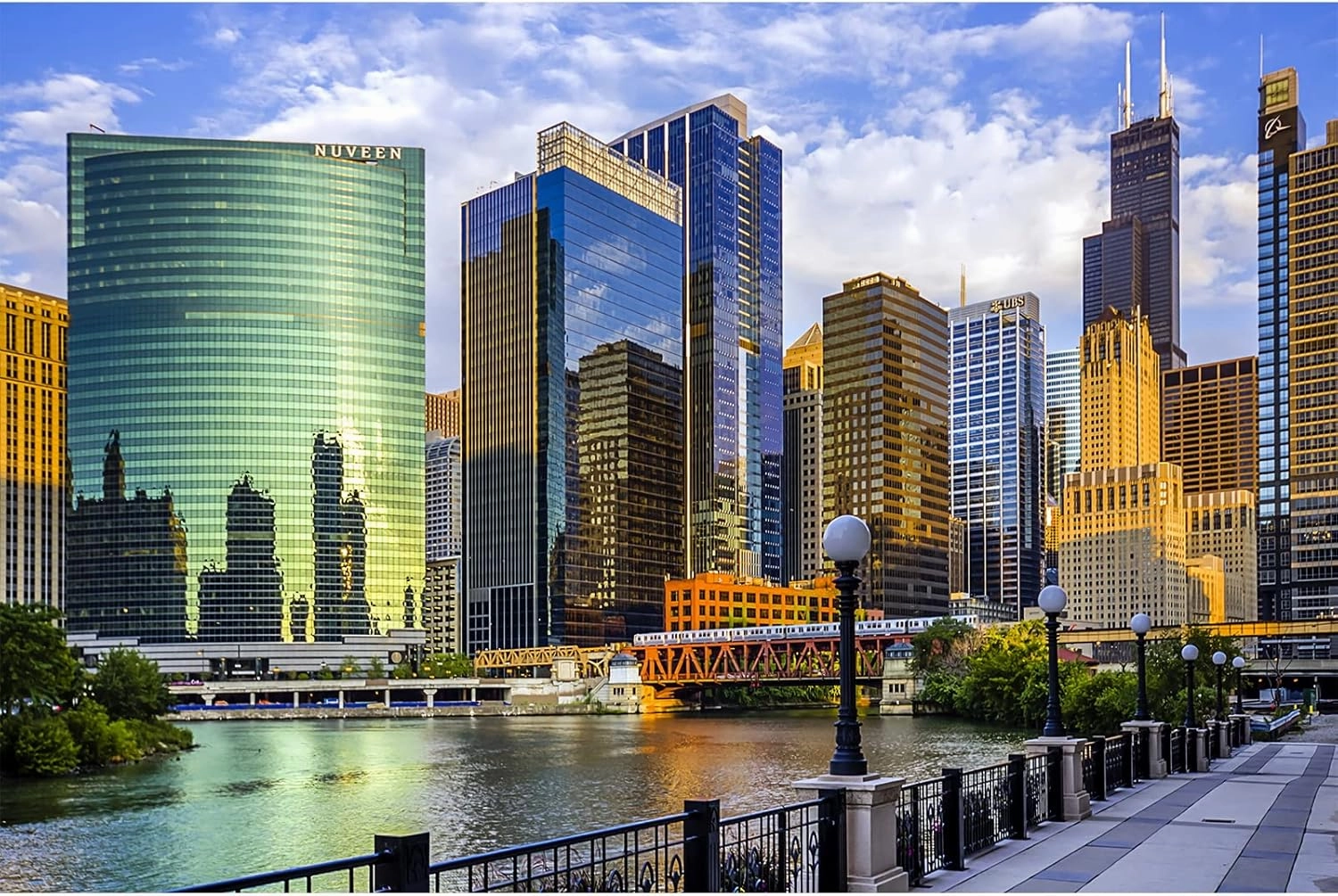 Jigsaw Puzzle 1000 Piece Chicago City Illinois Buildings Classic Puzzle DIY Kit Wooden Toy Unique Gift Home Decor