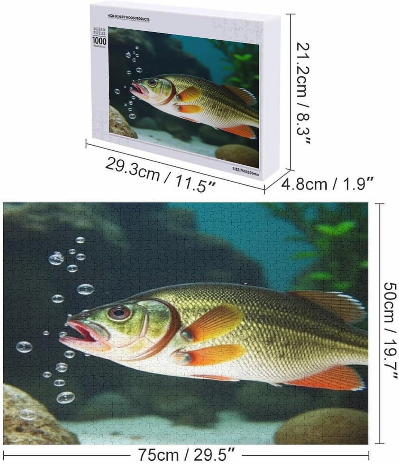 Jigsaw Puzzles 1000 Pieces for Adult，Fish Under The Water Puzzles，Wooden Puzzle for Youth Children Home Decor Funny Game Best Gift Preschool Toys