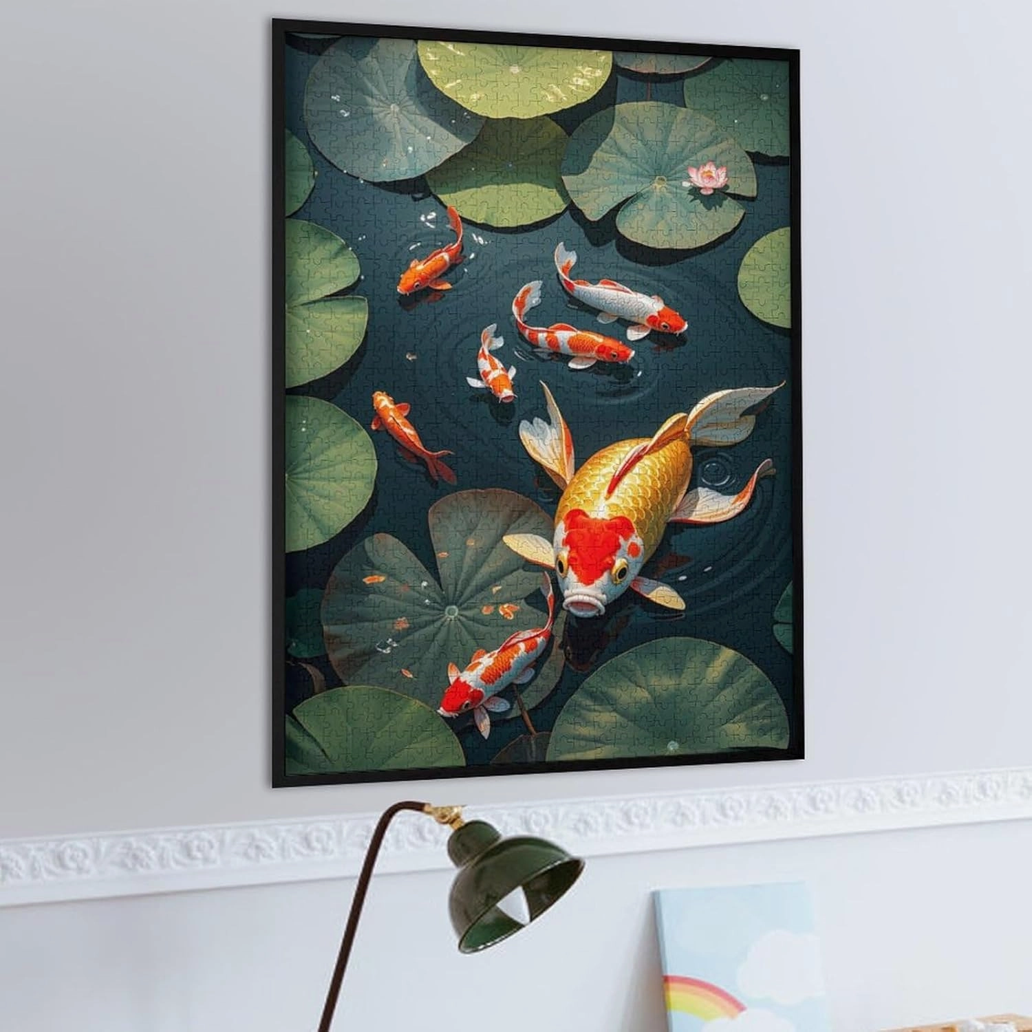 Jigsaw Puzzles 1000 Pieces for Adults - Lotus Koi Fish Wooden Puzzle，Adults Teenagers and Kids Toys,Difficult Puzzles,Brain Development Games,Art Educational Game Puzzle