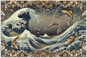 Jigsaw Puzzles 500 Pieces Adults Ocean Waves Gold Fish Funny Puzzle Game Gifts Hard Puzzle for Adults Animal Art Print, 20.5x14.9 Inch
