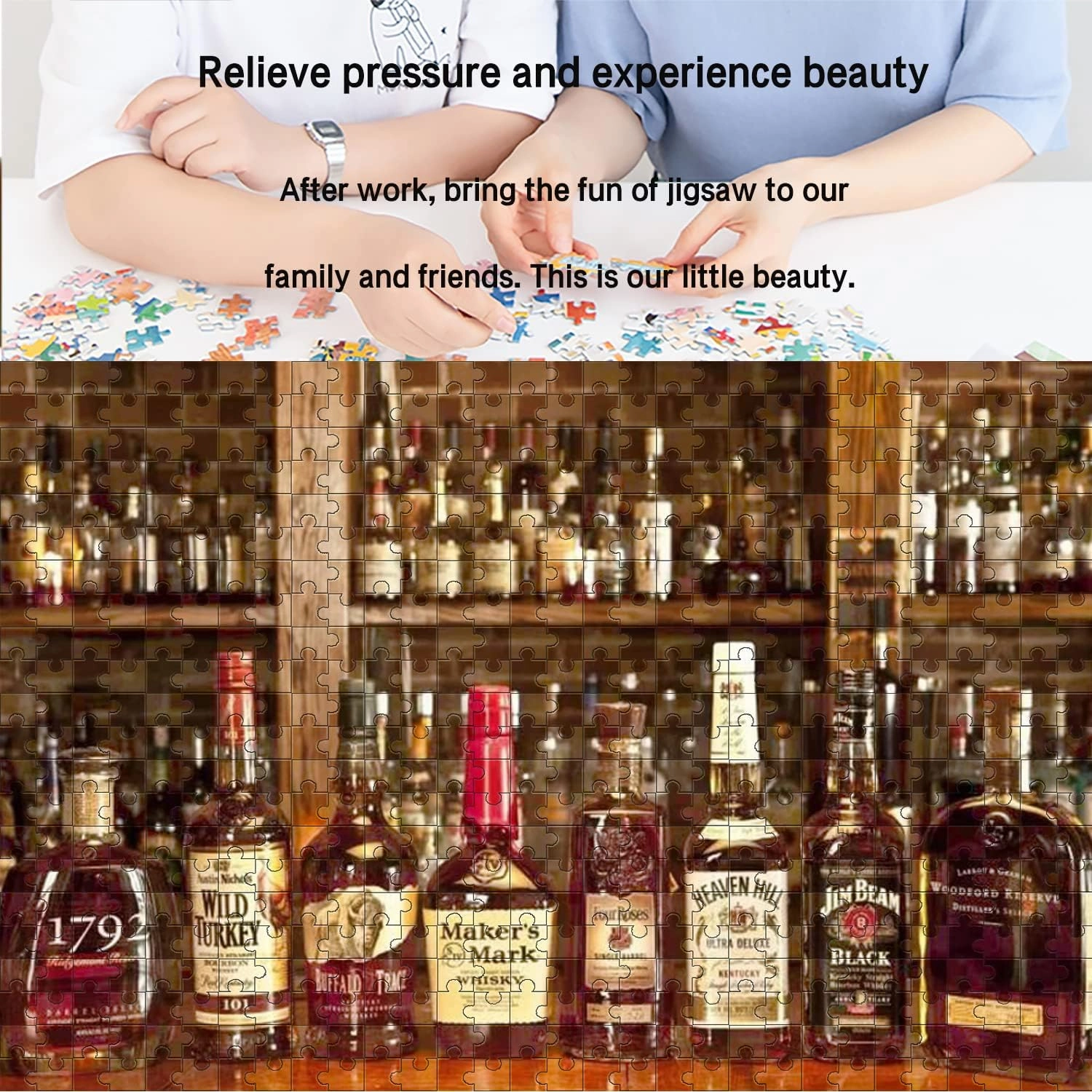 Jigsaw Puzzles for Adults 1000 Piece High Challenging DIY Large Puzzle Educational Toy Funny Family Games Unique Home Decor (Whisky)