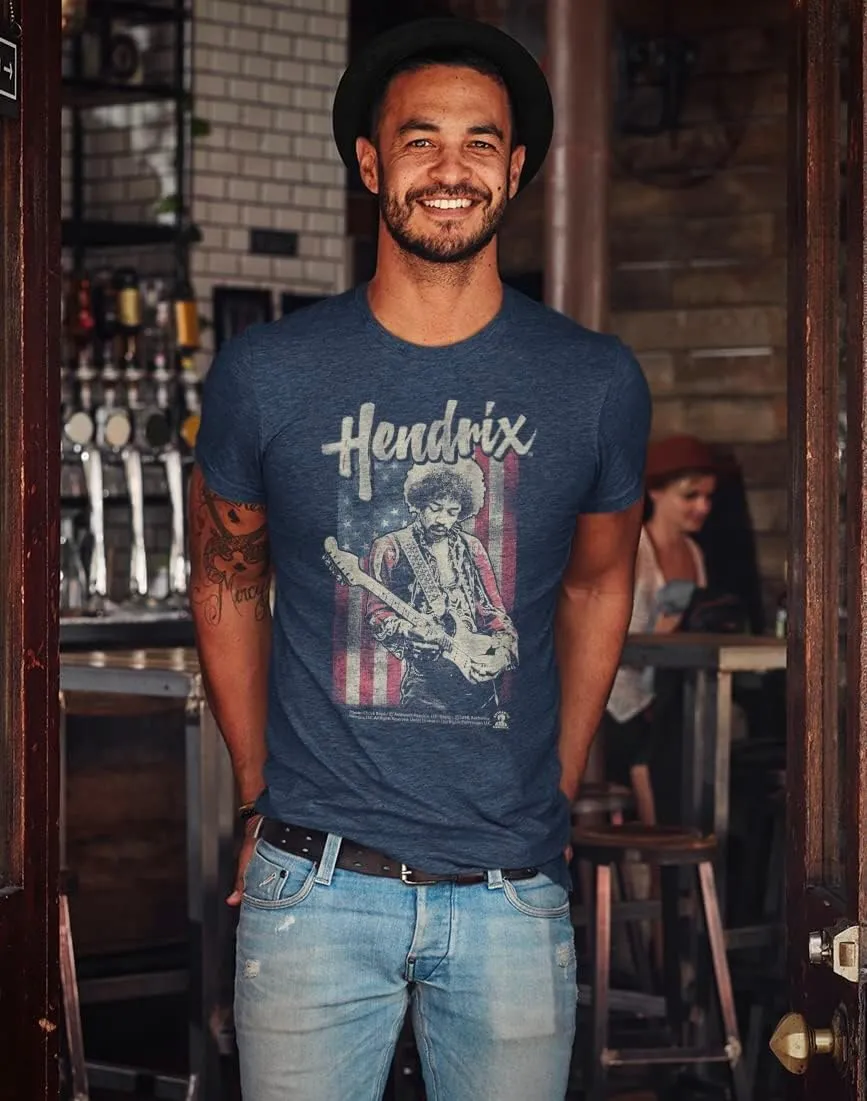 Jimi Hendrix 1960's Psychedelic Musical Icon USA Flag Distressed T-Shirt Tee