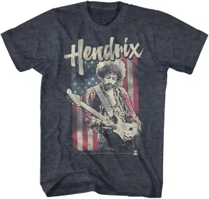 Jimi Hendrix 1960's Psychedelic Musical Icon USA Flag Distressed T-Shirt Tee