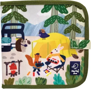 JJB & Friends Camping Doodle It and Go Activity Book | Erasable and Reusable Chalk Board Book | for Drawing and Creative Play | Portable & Mess-Free | Includes Dust-Free Chalk