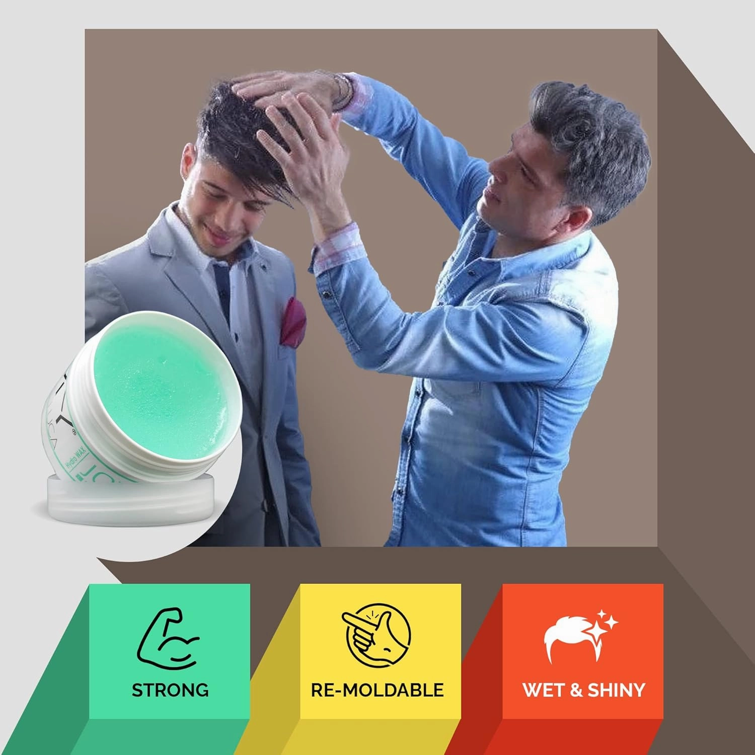 JOY Hydro Hair Wax for Men, Alternative to Hair Gel, Pomade, Hair Clay and Styling Cream, Hair Care Must-Have, Water-Based Hair Products for Wet and Shiny Finish 100 ml