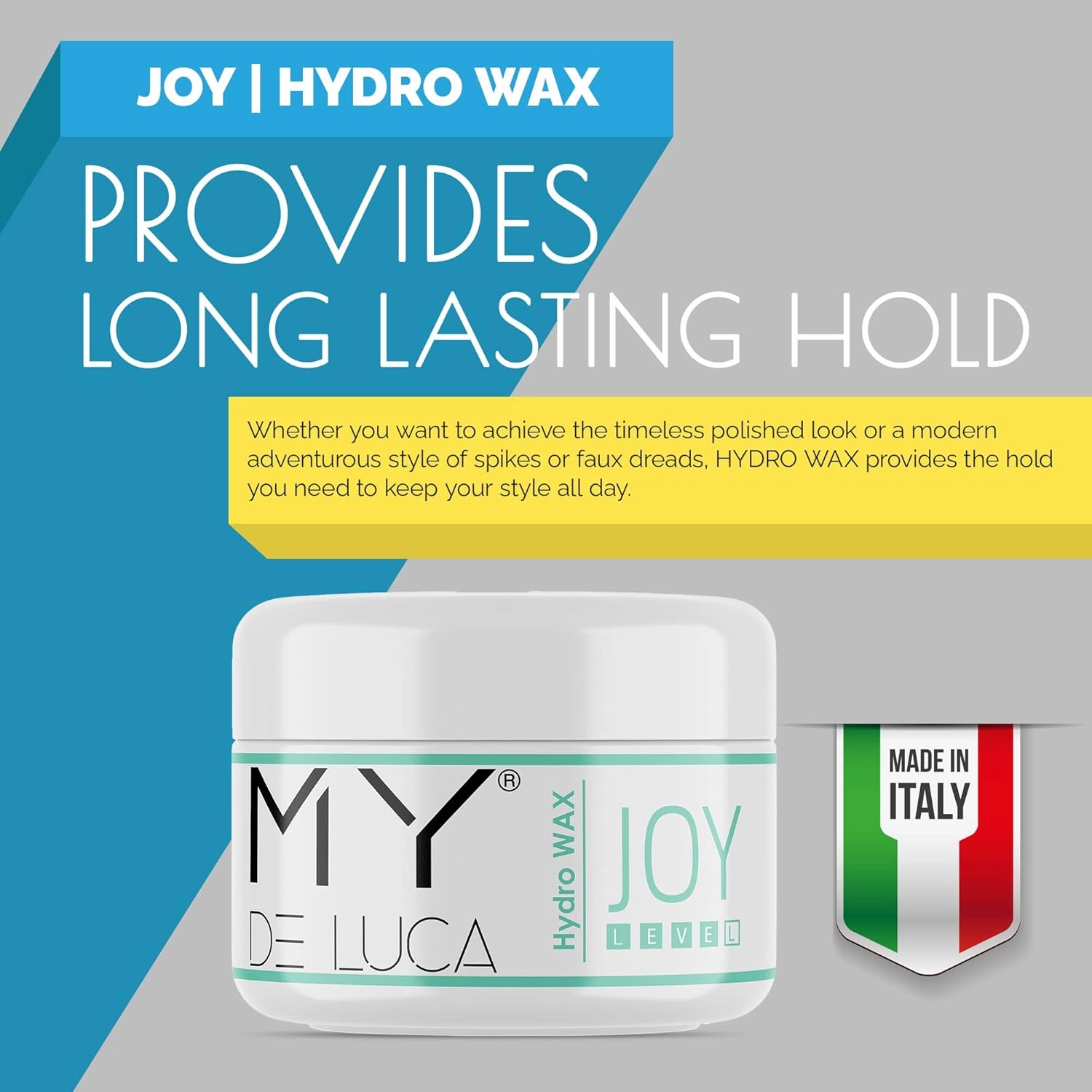 JOY Hydro Hair Wax for Men, Alternative to Hair Gel, Pomade, Hair Clay and Styling Cream, Hair Care Must-Have, Water-Based Hair Products for Wet and Shiny Finish 100 ml