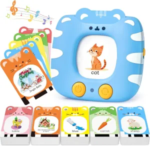 JoyCat Talking Flash Cards for Toddlers 1-5 Clear Voice & Thick Cards & Easy to Slide in and Out, Independent Play & Speech Development Toys, 16 Topics