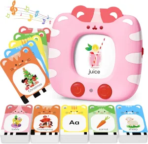 JoyCat Talking Flash Cards for Toddlers 1-5 Clear Voice & Thick Cards & Easy to Slide in and Out, Independent Play & Speech Development Toys, 20 Topics Including Numbers & Letters & Songs