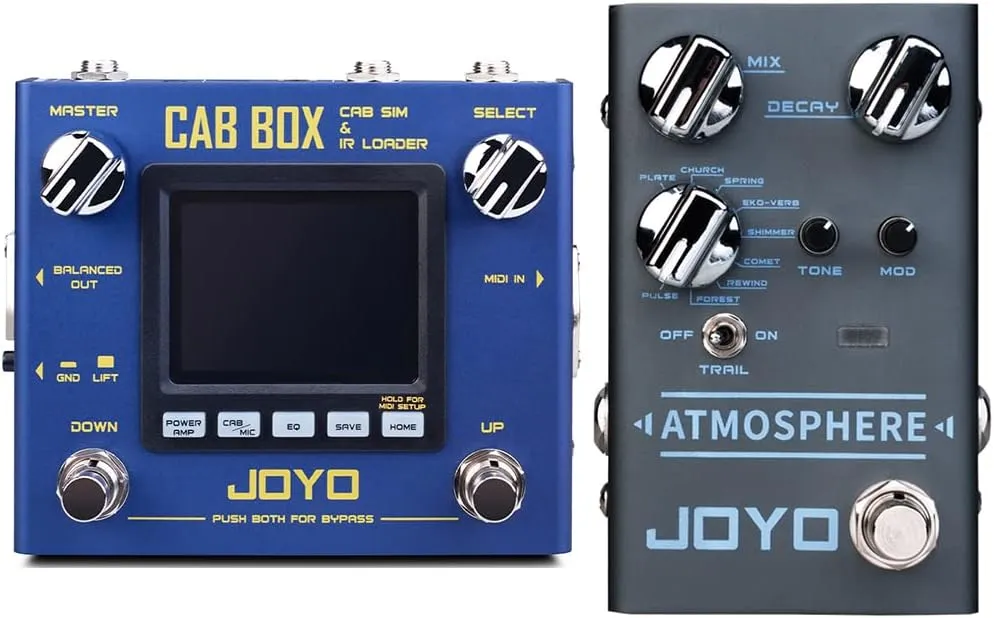 JOYO R-08 Cab Box Cabinet Modeling Power-amp Simulation Bundle with R-14 Atmosphere Reverb Pedal for Electric Guitar