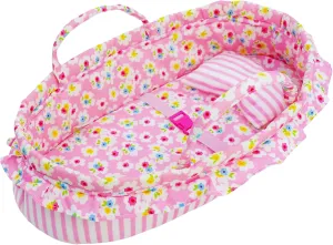 June Garden Cozy Dream Doll Bassinet - Baby Doll Portable Carrier - Fits for American Girl Dolls up to 14" - Soft Pillow & Safety Buckle Included