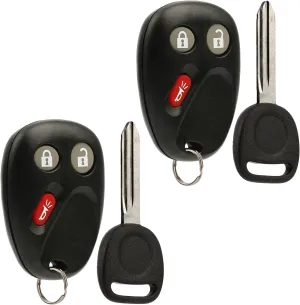 Key Fob Keyless Entry Remote with Ignition Key fits 2003-2006 Chevy Avalanche Equinox Silverado SSR Suburban Tahoe / GMC Sierra Yukon / Hummer H2 / Pontiac Torrent / Saturn Vue (LHJ011), Set of 2