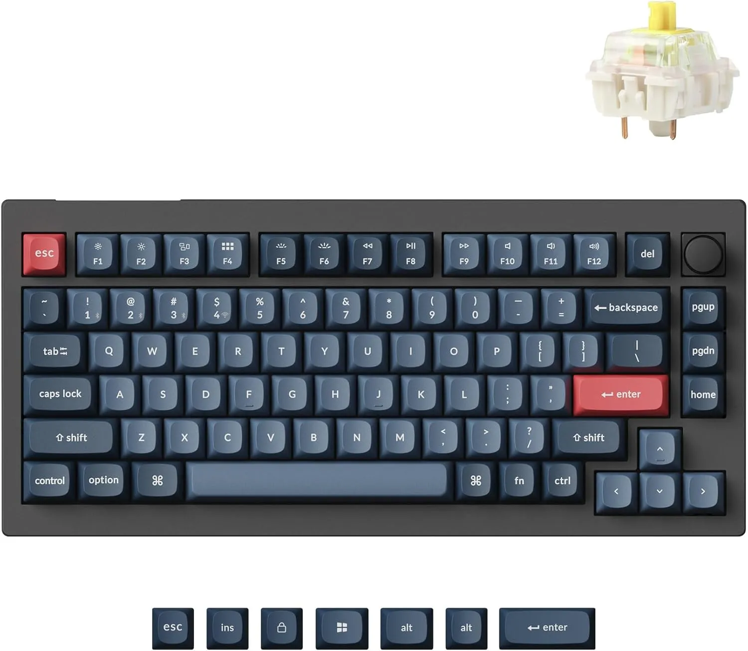 Keychron V1 Max 75% RGB Custom Mechanical Keyboard, 2.4Ghz/Bluetooth 5.1/Wired QMK/VIA Programmable Macro, Hot-Swappable Gateron Jupiter Banana Switch Gasket Mount for Mac Windows