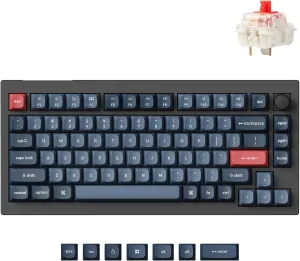 Keychron V1 Max 75% RGB Custom Mechanical Keyboard, 2.4Ghz/Bluetooth 5.1/Wired QMK/VIA Programmable Macro, Hot-Swappable Gateron Jupiter Red Switch Gasket Mount for Mac Windows Linux