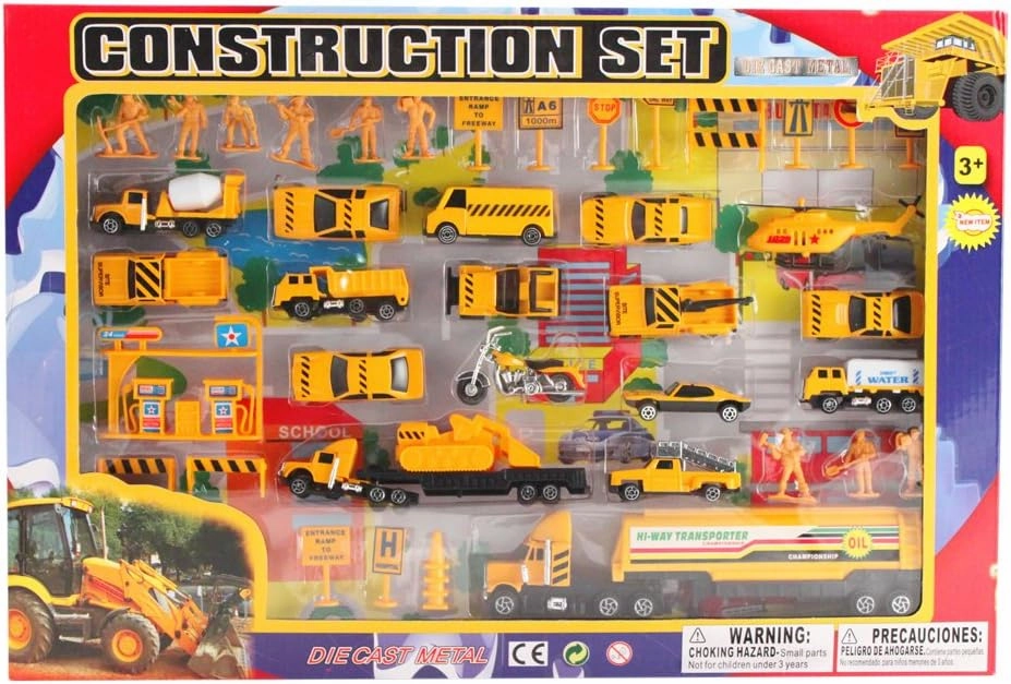 KidPlay 50pc Diecast Cars Urban City Construction Toys Play Set for Kids