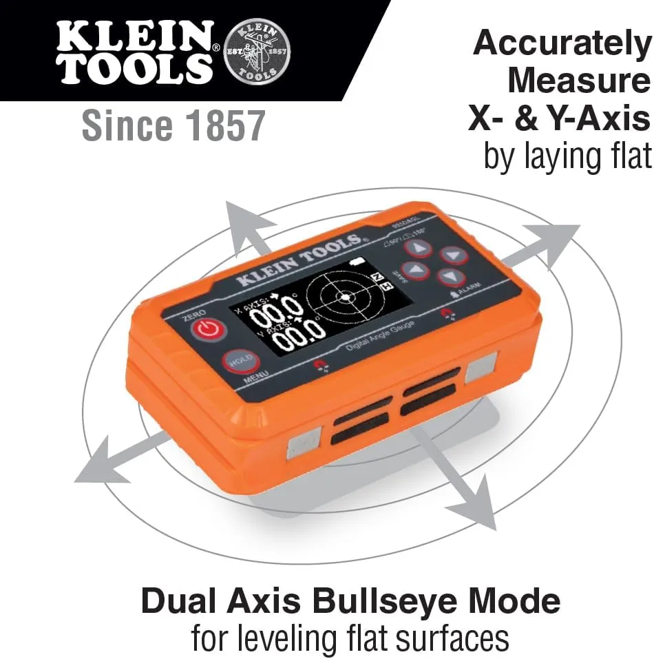 Klein Tools 935DAGL Digital Level Angle Finder with Programmable Angles, Measures 0 - 90 and 0 - 180 Degree or Dual Axis Bullseye Ranges