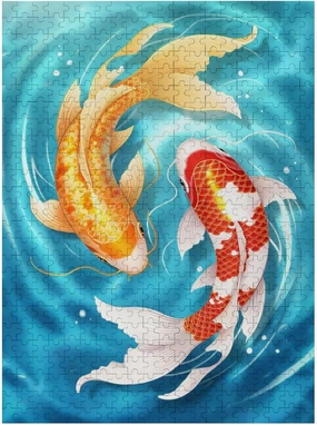 Koi Fish - 500-Piece Wooden Jigsaw Puzzles, Vibrant and Elegant Koi Fish Designs, Challenging and Detailed Puzzle for Adults & Families, Ideal Gift for Puzzle Enthusiasts