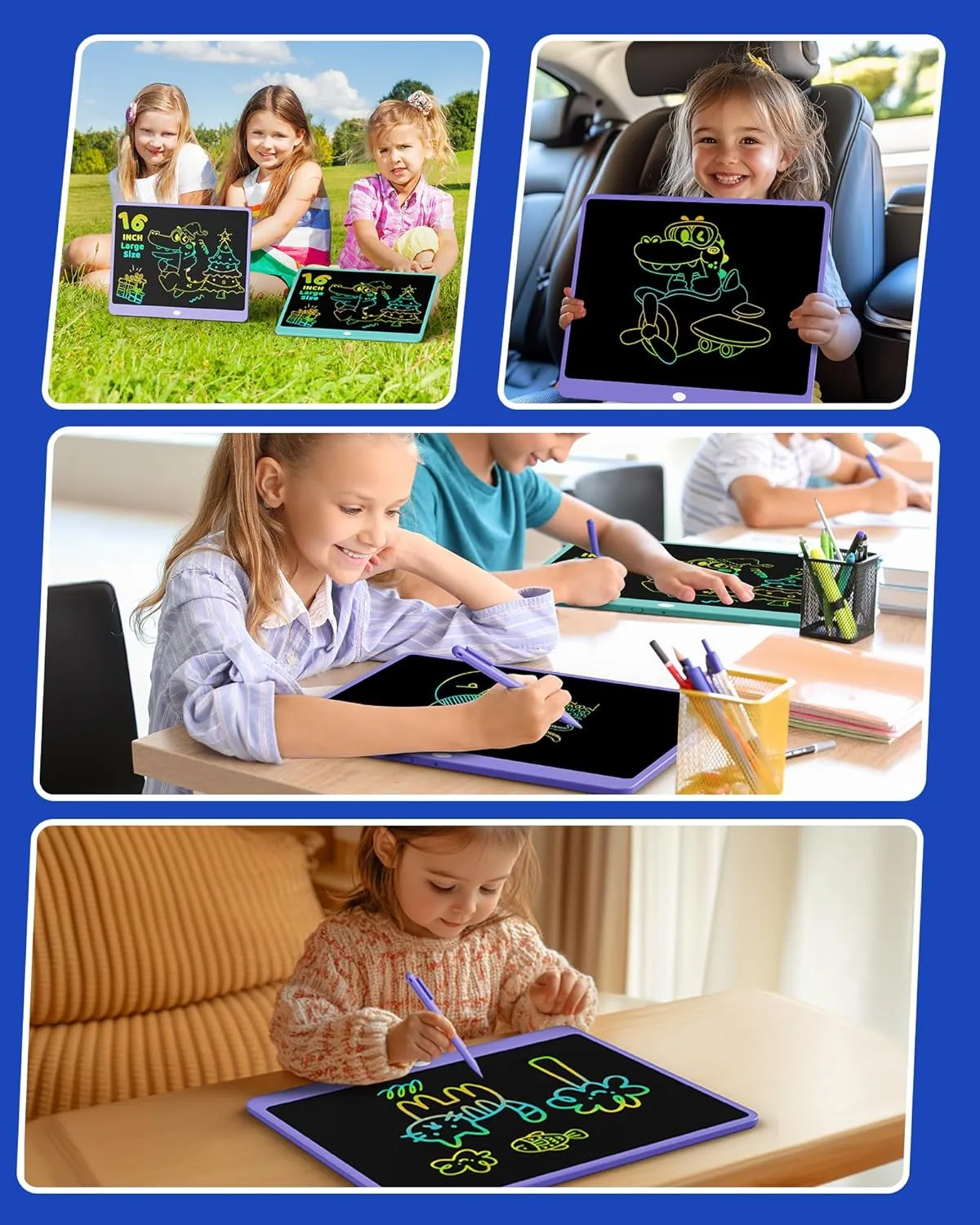 KOKODI LCD Writing Tablet for Kids 16 Inch Colorful Doodle Board, Electronic Drawing Tablet Drawing Pad for Kids, Educational and Learning Kids Toys Gifts for 3 4 5 6 7 8 Year Old Boys and Girls