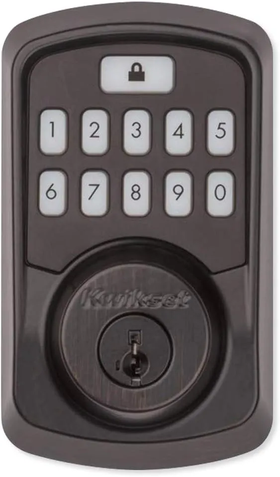 Kwikset 99420-002 Aura Bluetooth Programmable Keypad Door Lock Deadbolt Featuring SmartKey Security, Venetian Bronze