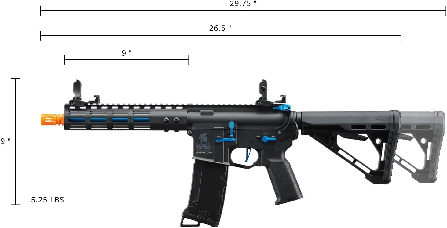 Lancer Tactical Gen 3 Archonn 9'' Lightweight Durable Polymer M4 Airsoft MLOK AEG w/High Speed Mid Cap with Programmable Trigger (ETU & MOSFET)