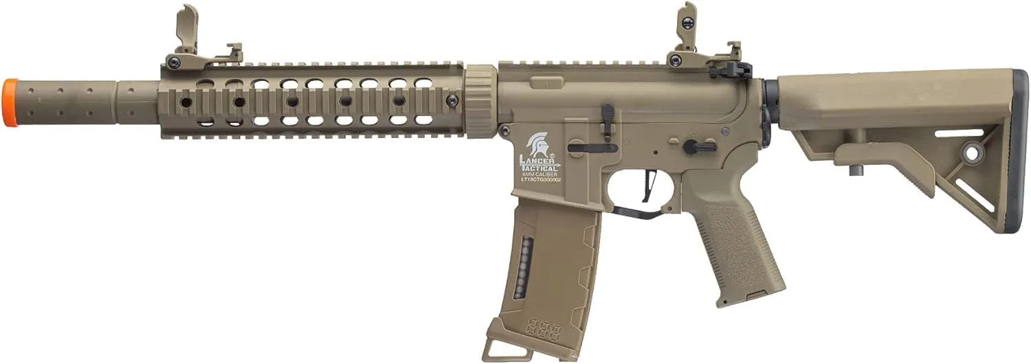 Lancer Tactical Gen 3 M4 Carbine SD 10'' Airsoft with Programmable Mosfet/ETU-Electric Full/Semi-Auto AEG Rifle (Lipo Battery & Charger Included)