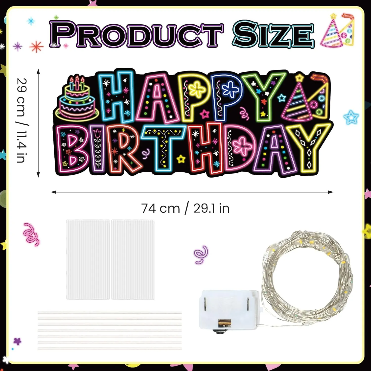 Large Happy Birthday Yard Sign with Stakes, Glow Happy Birthday Decorations Outdoor Lawn Garden Signs with LED Lights for Men Women Boys Girls Birthday Party Supplies Decor Outdoor Indoor Front Home