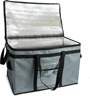 Large Insulated Collapsible Cooler for Hot or Cold Food. Thermal Picnic Lunch Pizza Bag, Frozen Food Shopping Tote